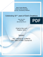 Celebrating 32 Years of God's Greatness: Great Is The Lord" Psalms 145:3