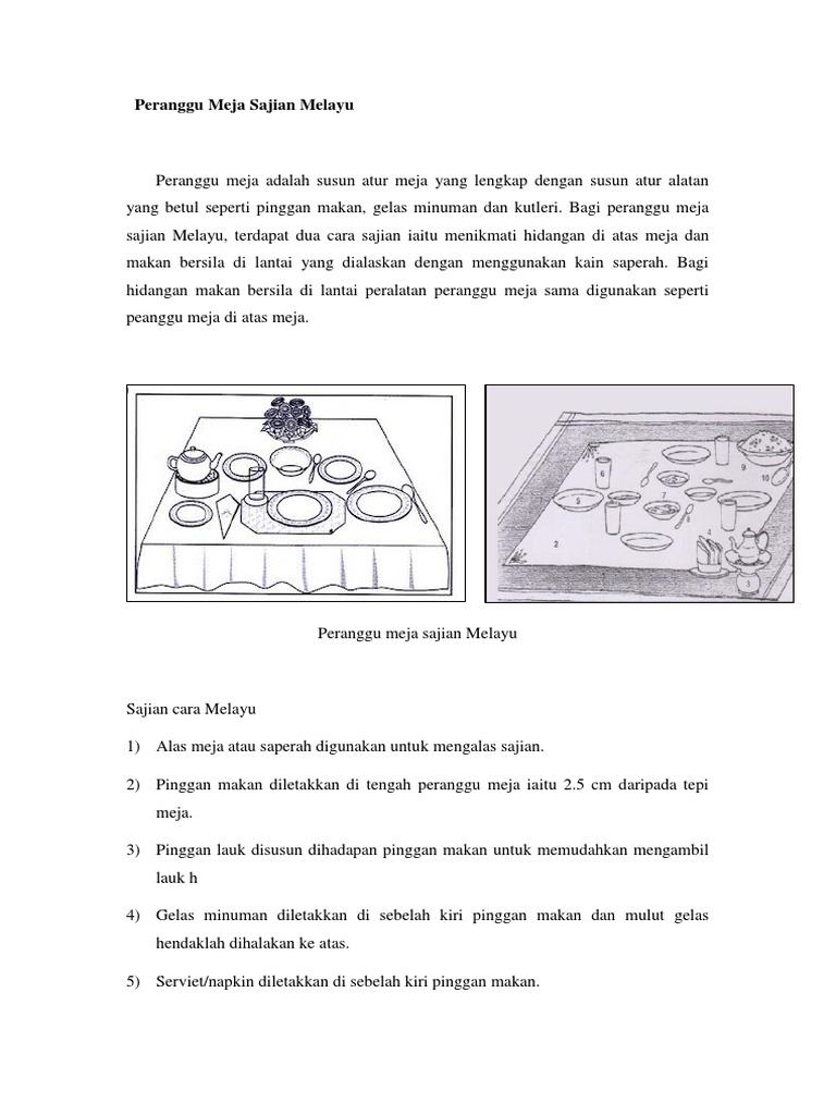 Peranggu Meja Sajian Melayu | PDF