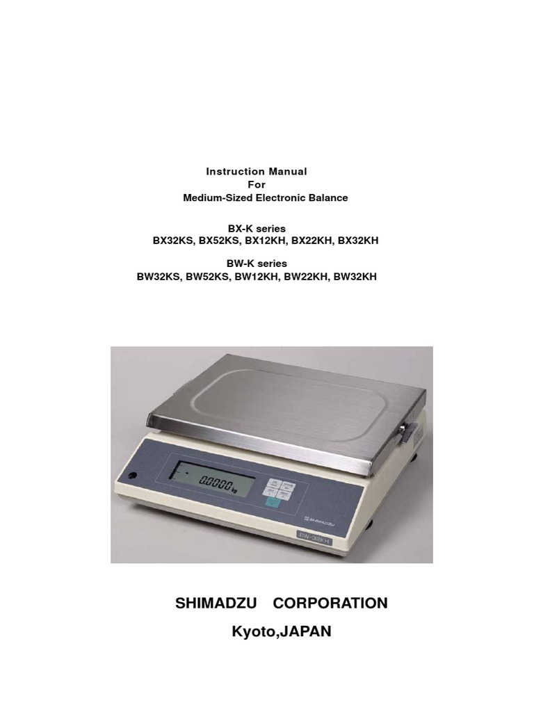 Shimadzu Corporation Kyoto, JAPAN Instruction Manual For MediumSized