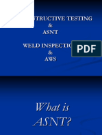 NON DESTRUCTIVE TESTING ASNT WELD INSPECTION AWS 