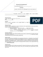 Personal Loan Agreement. BLANK FORM