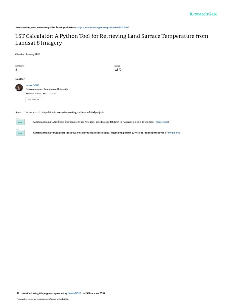 LST Calculator: A Python Tool For Retrieving Land Surface Temperature ...