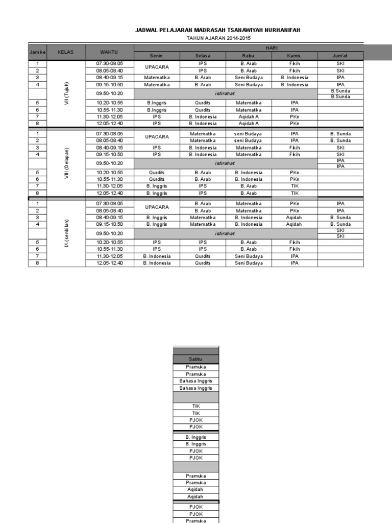Time Table PDF