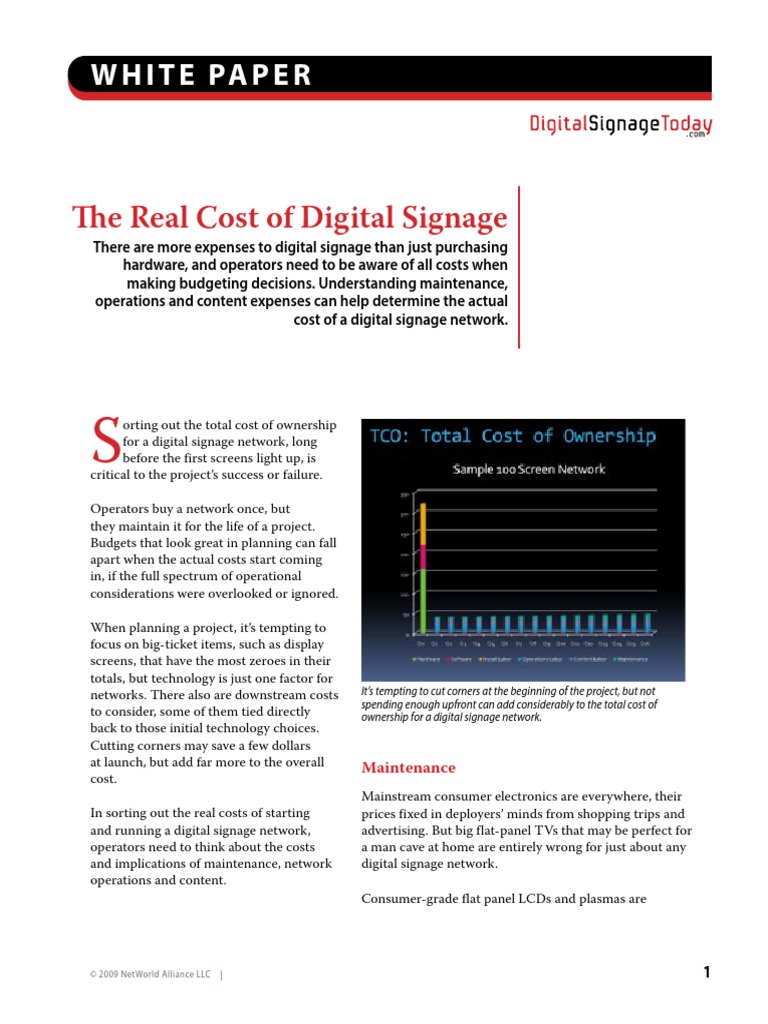 Ns WP Real Cost of Digital Signage | PDF | Computing And Information ...