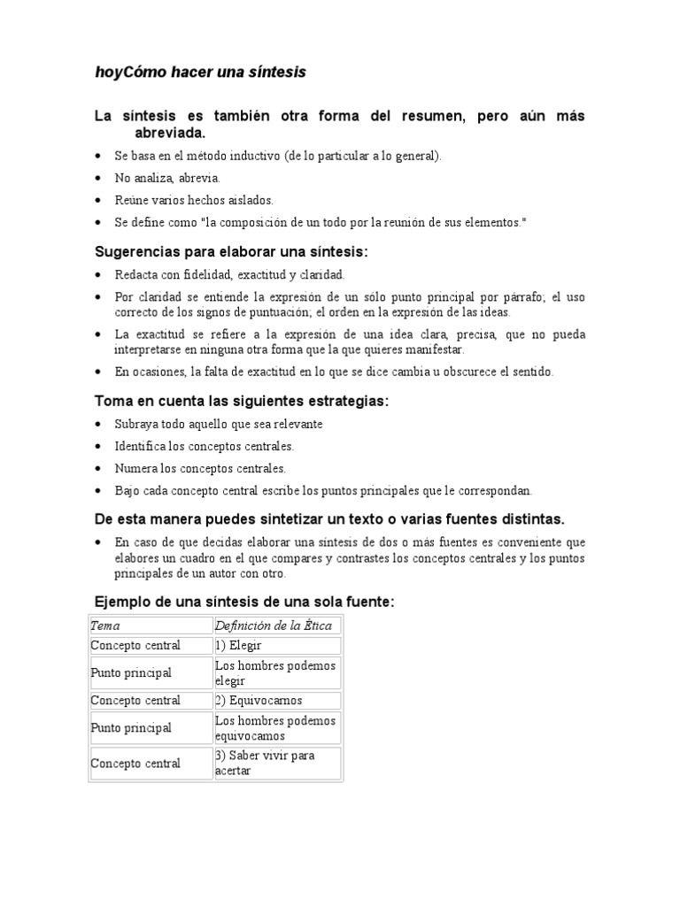 Como Hacer Una Sintesis