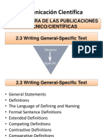 Comunicación Científica: 2 Estructura de Las Publicaciones Técnico/Científicas 2.3 Writing General-Specific Text