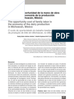 Costo oportunidad mano obra lechería Michoacán