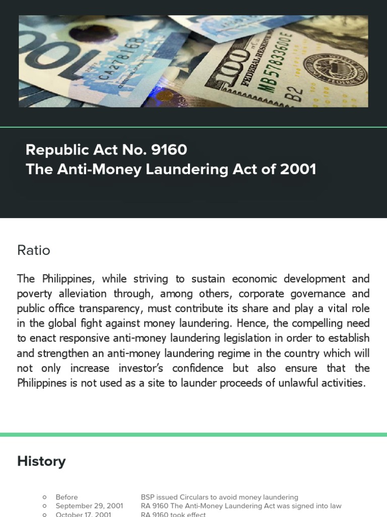 Republic Act No. 9160 The Anti-Money Laundering Act of 2001 | Download ...