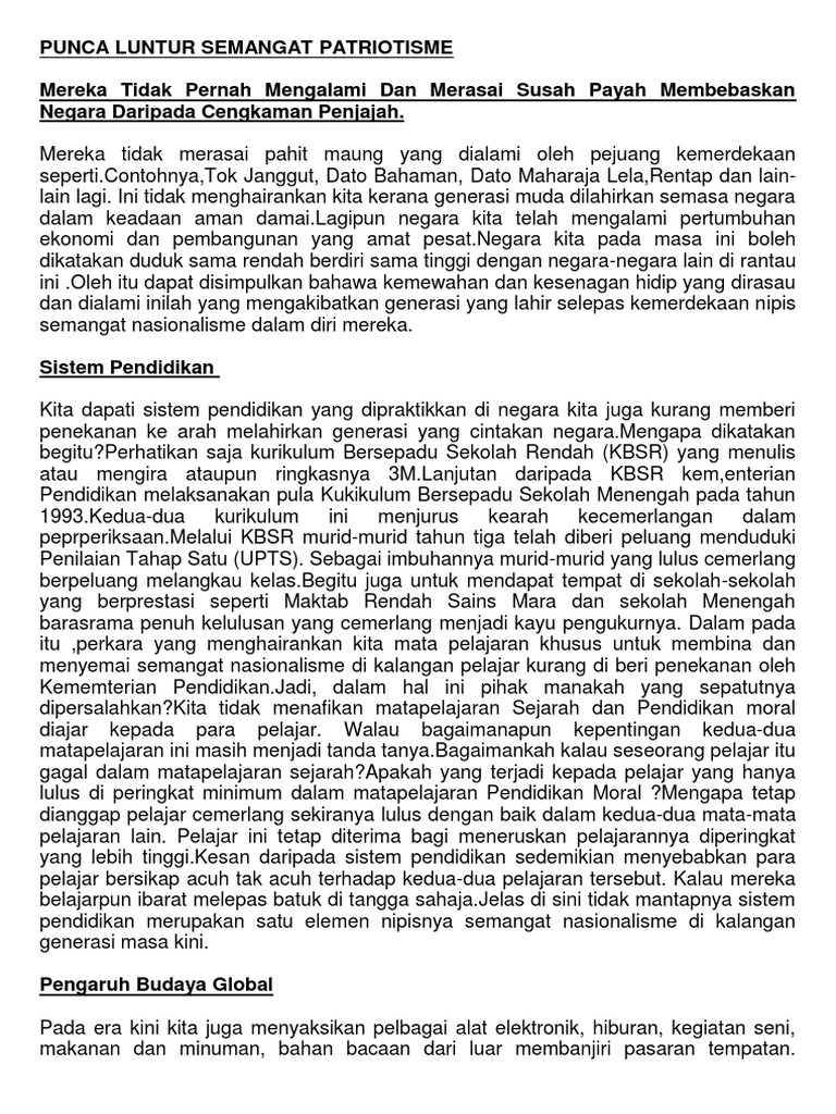 Kepentingan Semangat Patriotik