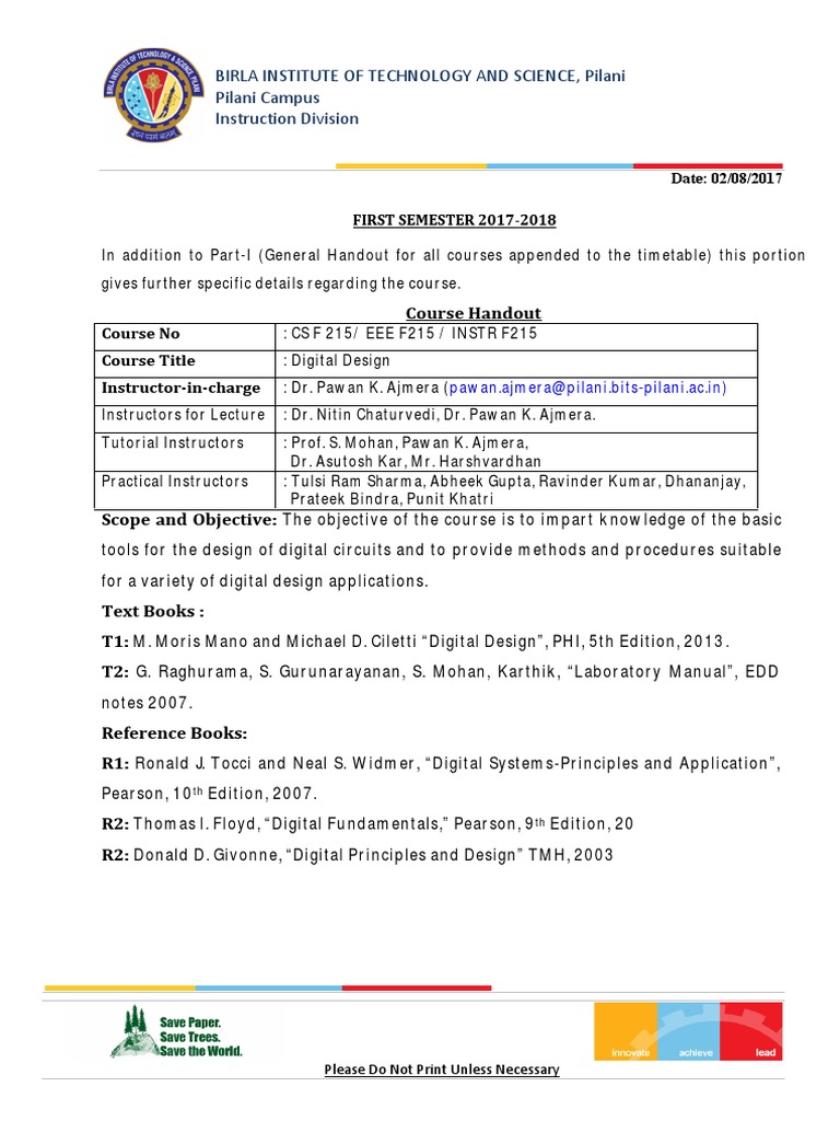 Dd Handout Pdf Hardware Description Language Logic Gate