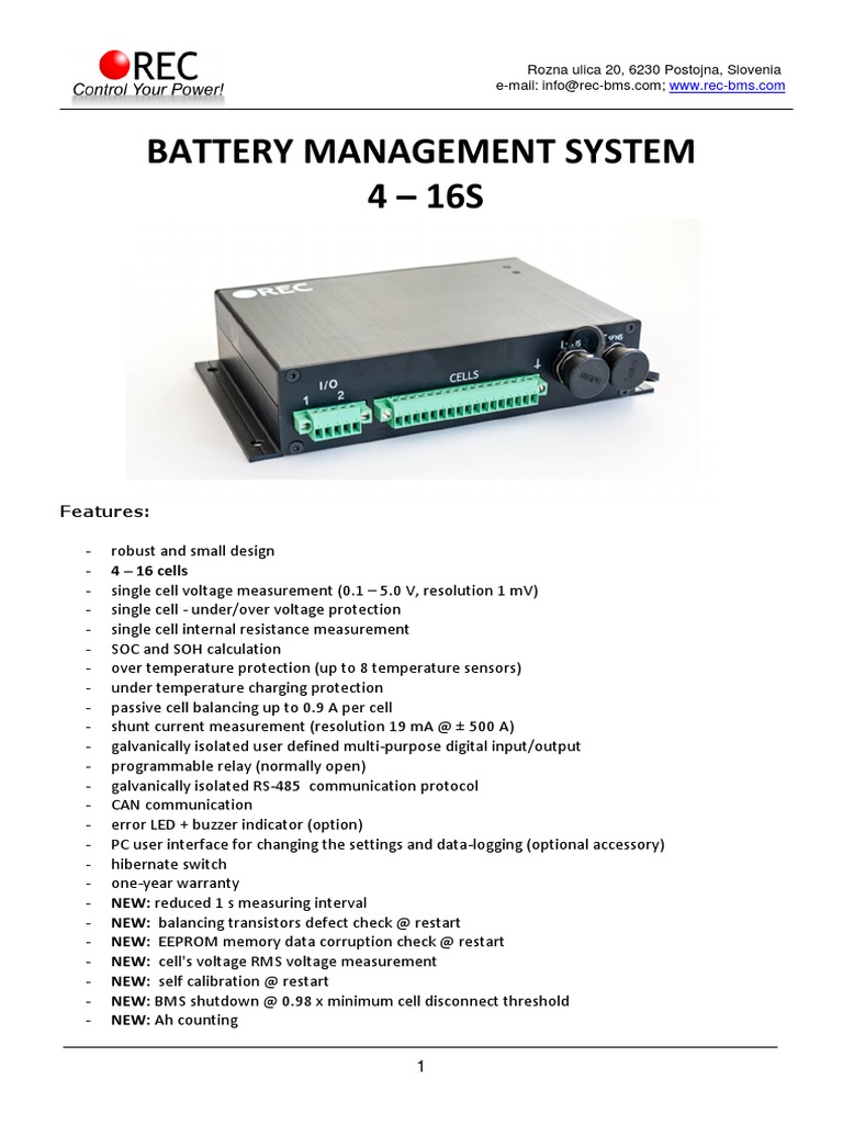 Manual BMS 16S | PDF | Battery Charger | Resistor