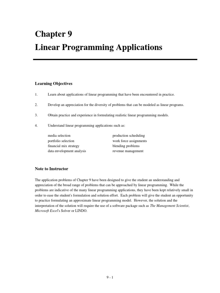 Linear Programming Applications | PDF | Linear Programming | Teaching ...