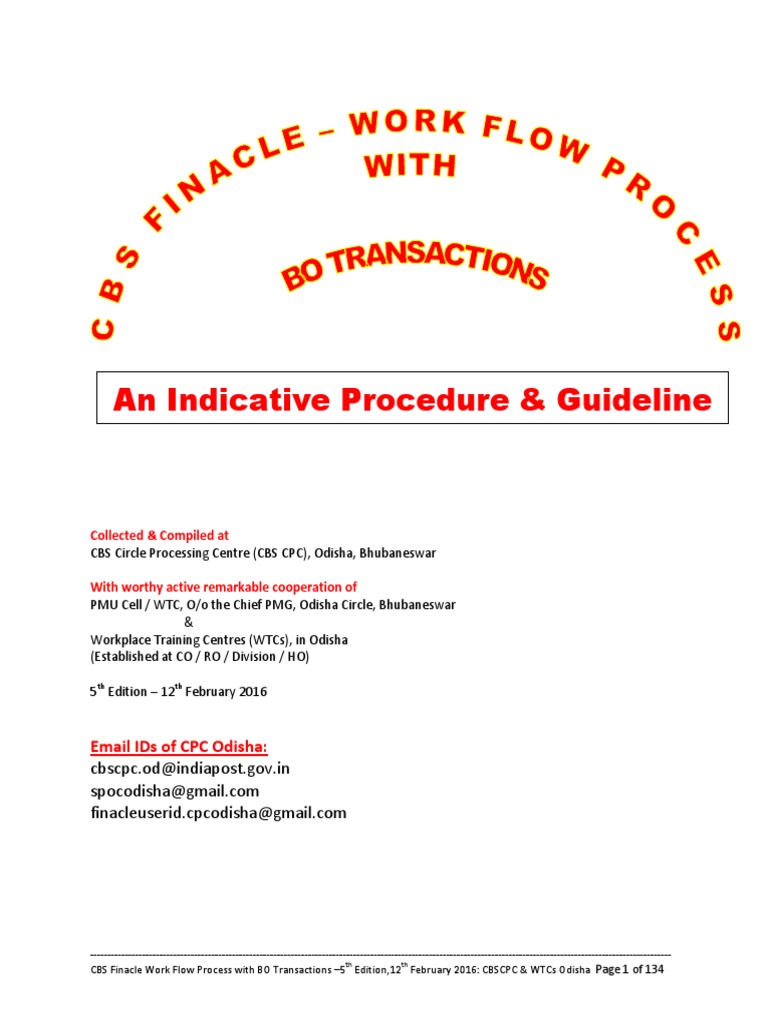 CBS Finacle Workflow Guide for Post Offices | PDF | Cheque | Debits And ...