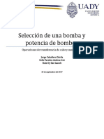 Selección de Una Bomba y Potencia de Bombeo