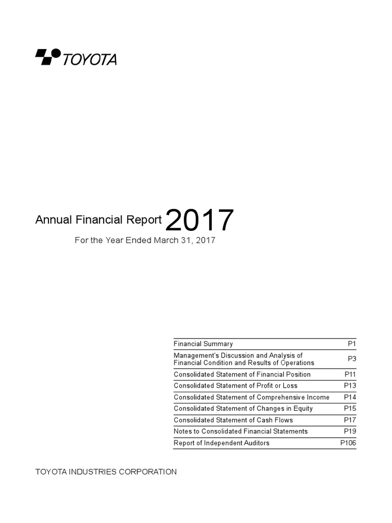 Toyota 2017 Annual Financial Overview | PDF | Dividend | Equity (Finance)