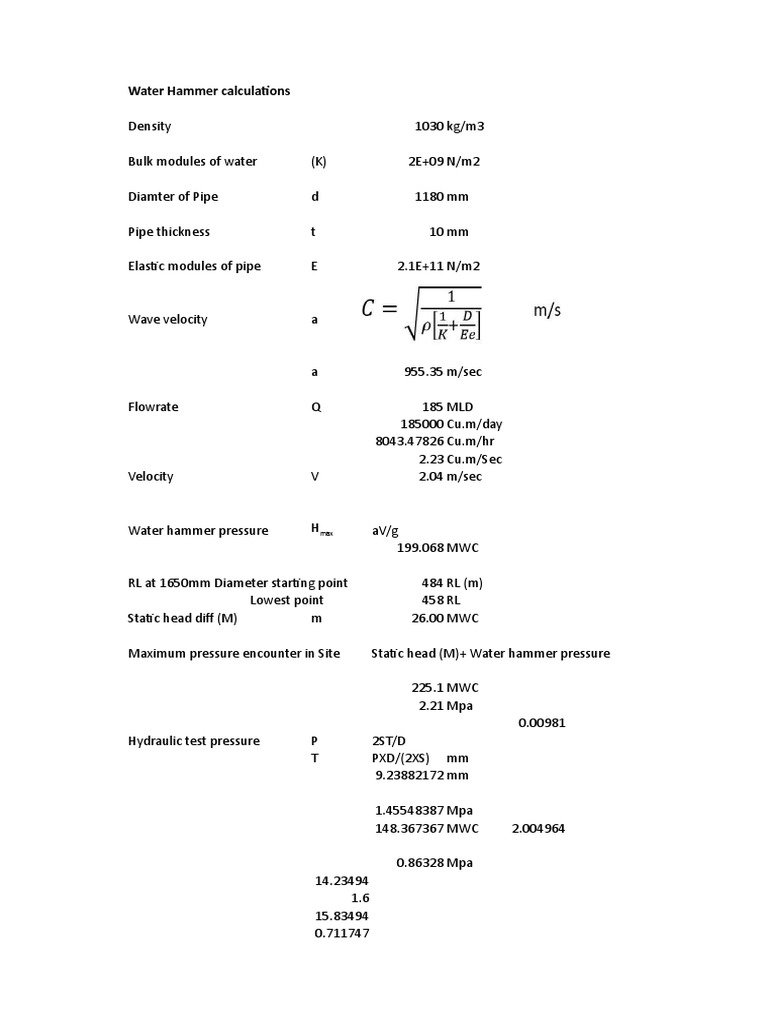 Water Hammer | PDF | Pressure | Fluid Dynamics