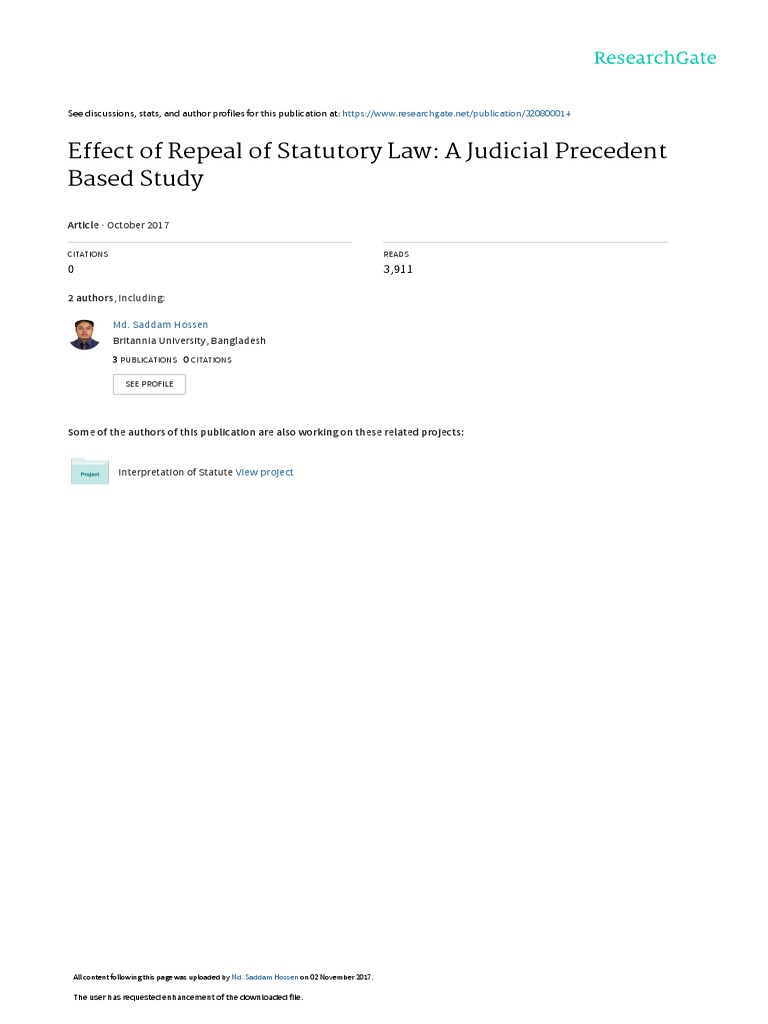 Effects of Statutory Law Repeal | PDF | Repeal | Statutory Interpretation