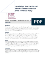 Nutritional Habits and Health Attitudes of Chinese University Students