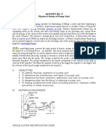 Positive Displacement Pump Pressure or Head: Activity No. 3 Physical Study of Pump Unit