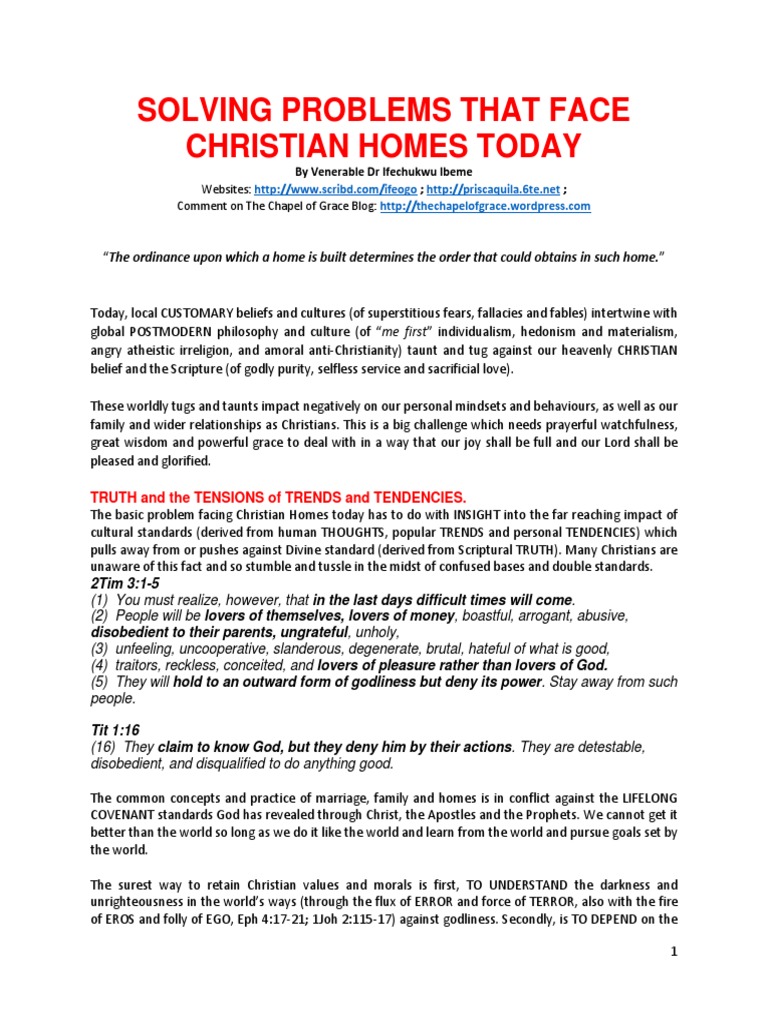 Solving Problems That Face Christian Homes Today | PDF | Marriage | Jesus
