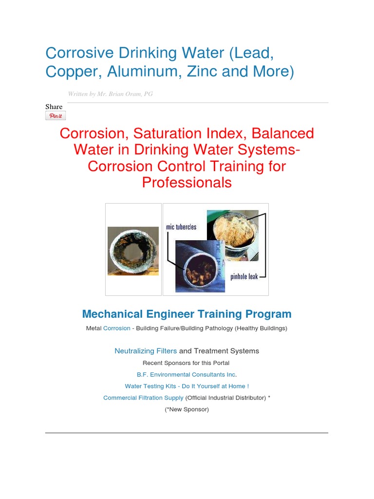 1 Corrosive Drinking Water | PDF | Corrosion | Sodium Hydroxide