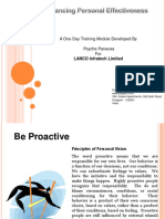 A One Day Training Module Developed by Psyche Panacea For: LANCO Infratech Limited