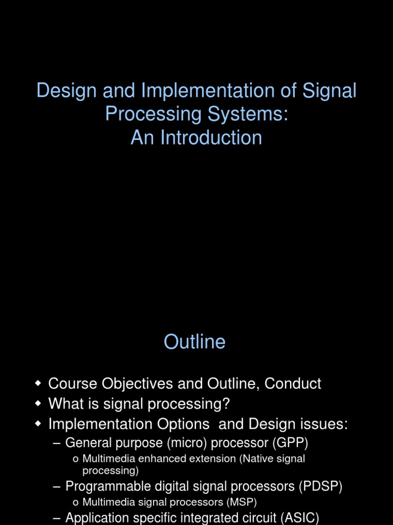 Design and Implementation of Signal Processing Systems An Introduction PDF Digital Signal