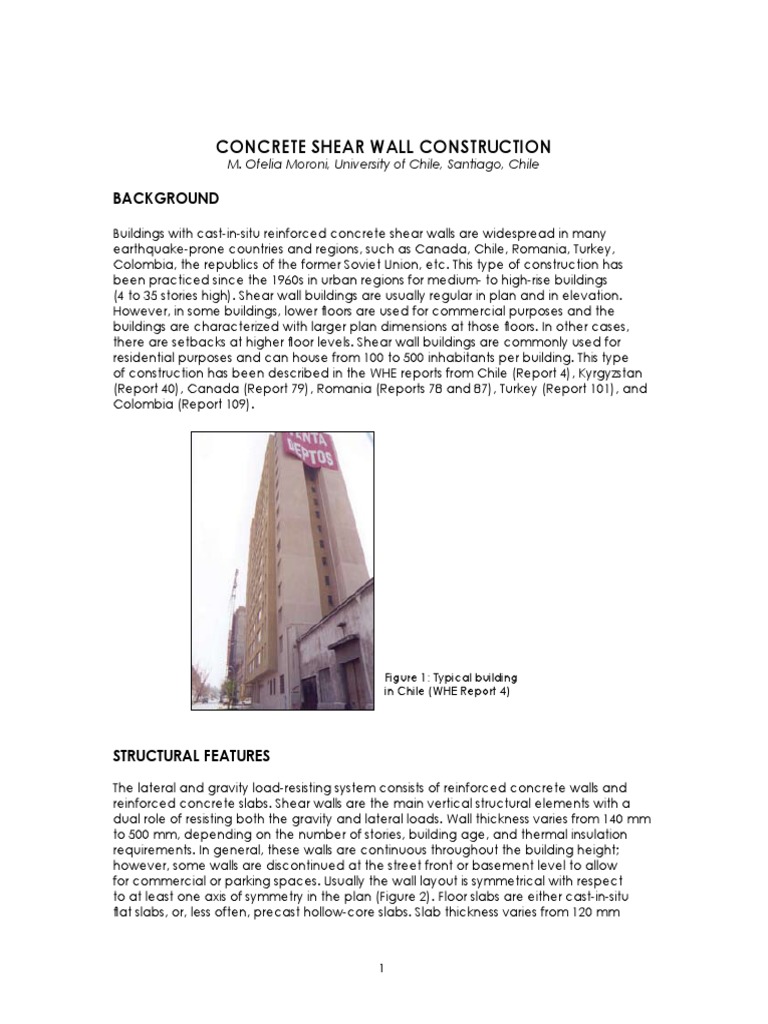 Concrete Shear Wall Construction: Background | PDF | Wall | Building