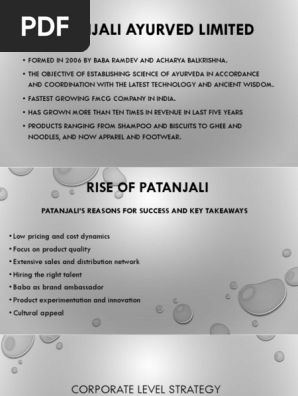 Patanjali Ppt Strategic Management Retail