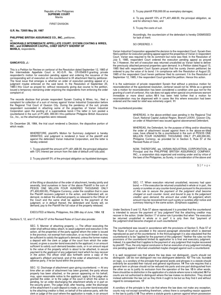 Philippine British Assurance Case Review | PDF | Judgment (Law ...