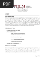 Ethics in Management: PGDM/GGN/2018-2020/501 Academic Year 2018-19 Trimester-1 Credit - 2 Brief About The Course