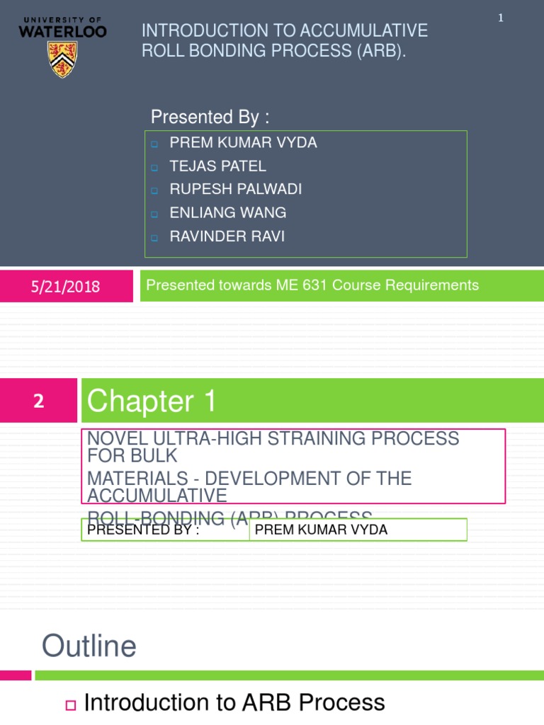 Presented By:: Introduction To Accumulative Roll Bonding Process (Arb ...