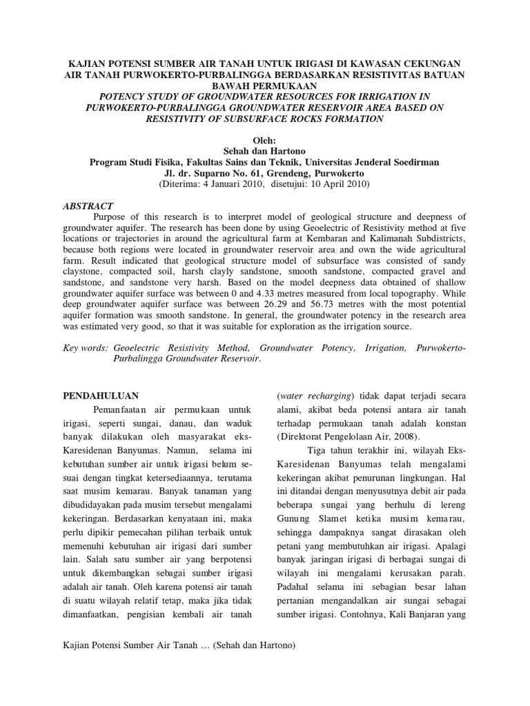 tanah berlumpur dengan potensi air tanah