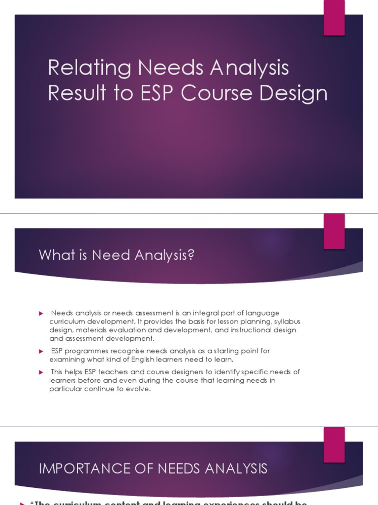 Needs Analysis in ESP Course Design | PDF | Ethnography | Curriculum