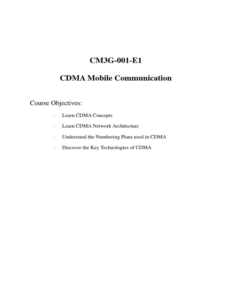 CDMA Mobile Communication Overview | PDF | Cellular Network | Channel ...