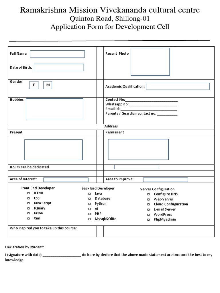 Form 10 (Development Cell) | PDF | Career & Growth