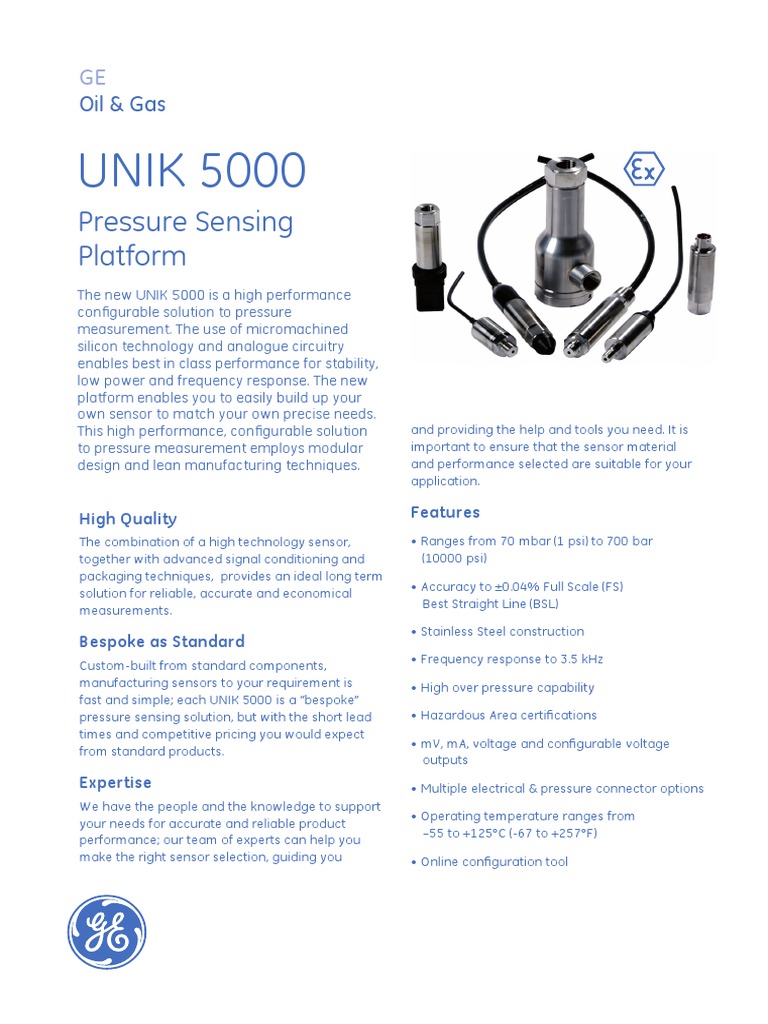Unik 5000 Datasheet PDF PDF Pascal (Unit) Physical Quantities