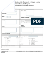 Ramakrishna Mission Vivekananda Cultural Centre: Quinton Road, Shillong-01 Application Form For Development Cell