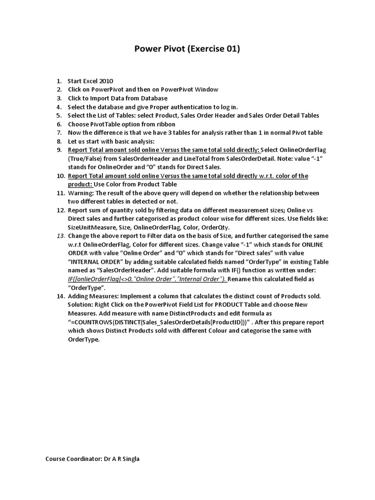 Power Pivot Exercises for Excel 2010 | PDF | Information Technology ...