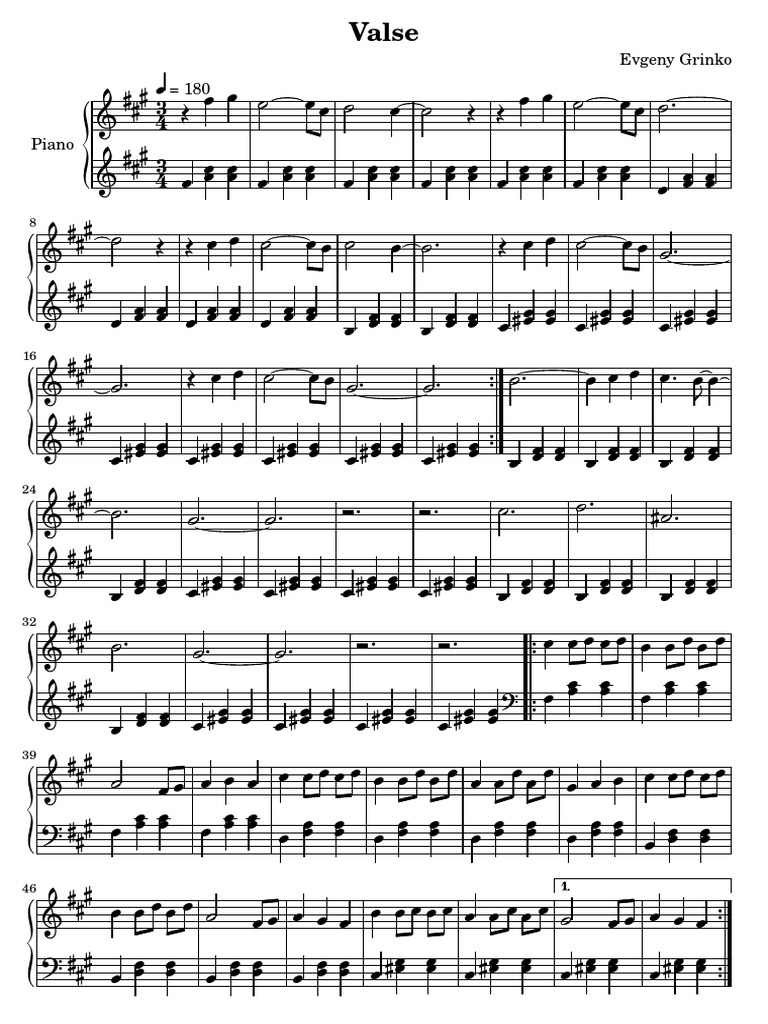 Valse: Evgeny Grinko 180 | PDF
