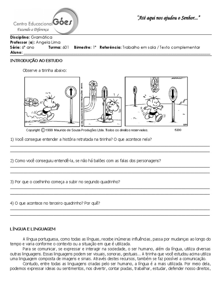 Atividades de Linguagem Verbal e Não Verbal | PDF | Linguagem natural ...