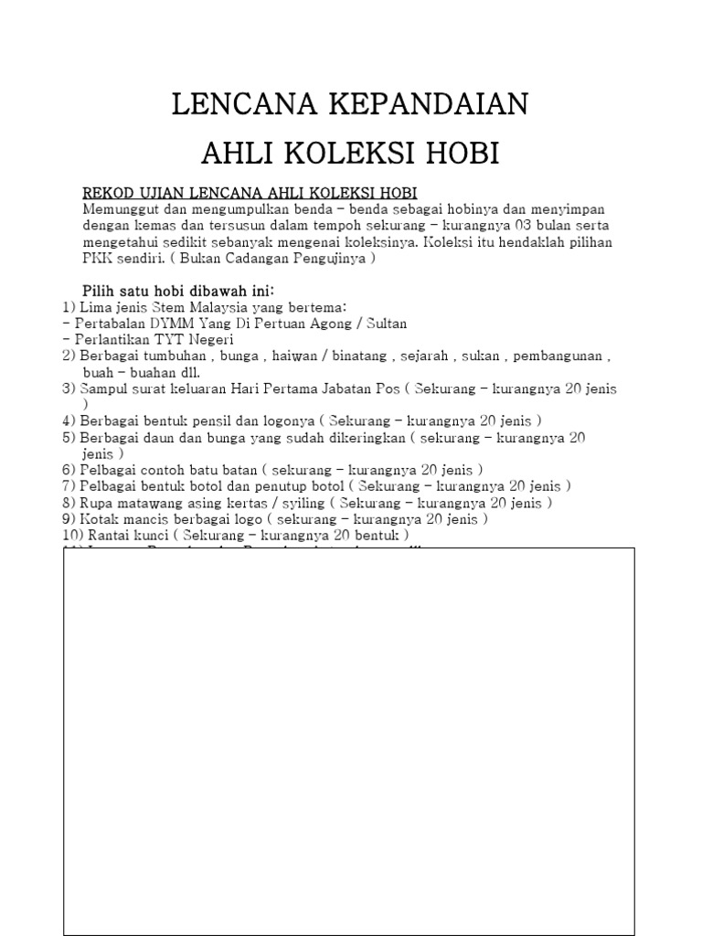 Kursus Lencana Kepandaian (Ahli Koleksi Hobi)  PDF