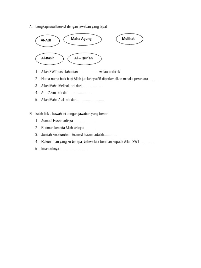 Soal Kls Iv Pdf