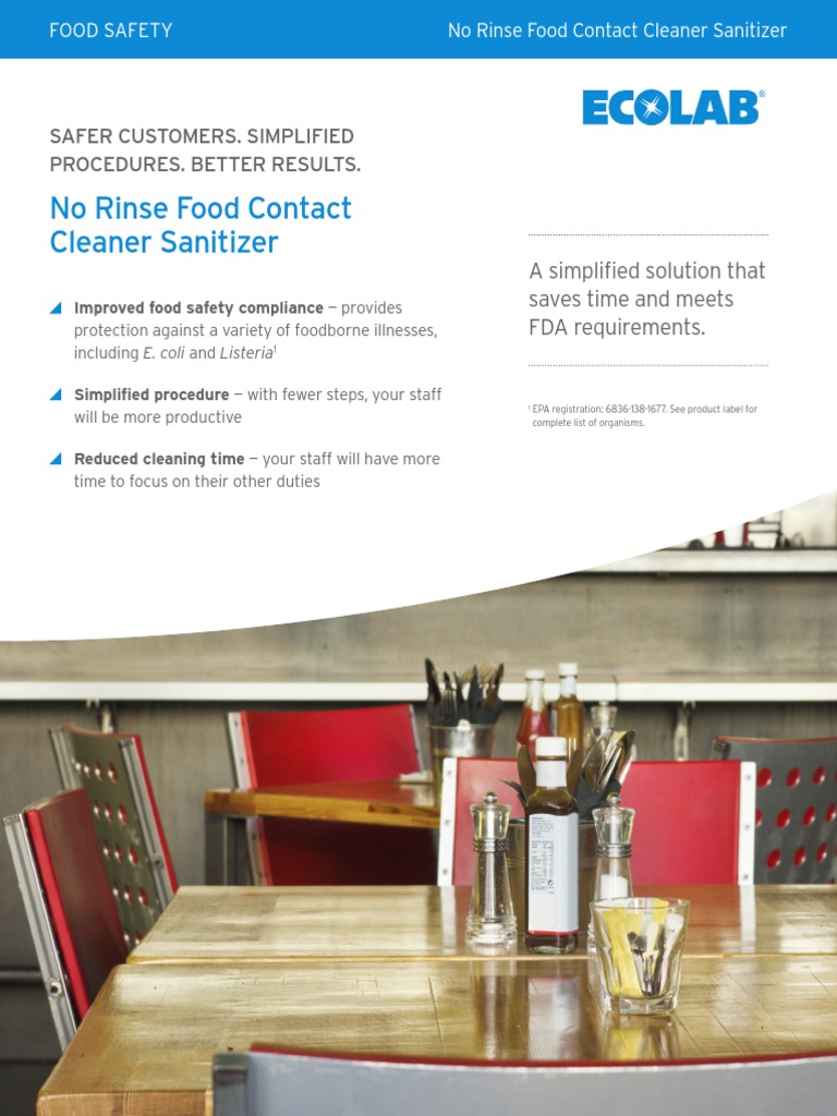 No Rinse Food Contact Cleaner Sanitizer PDF PDF Food Safety Foods