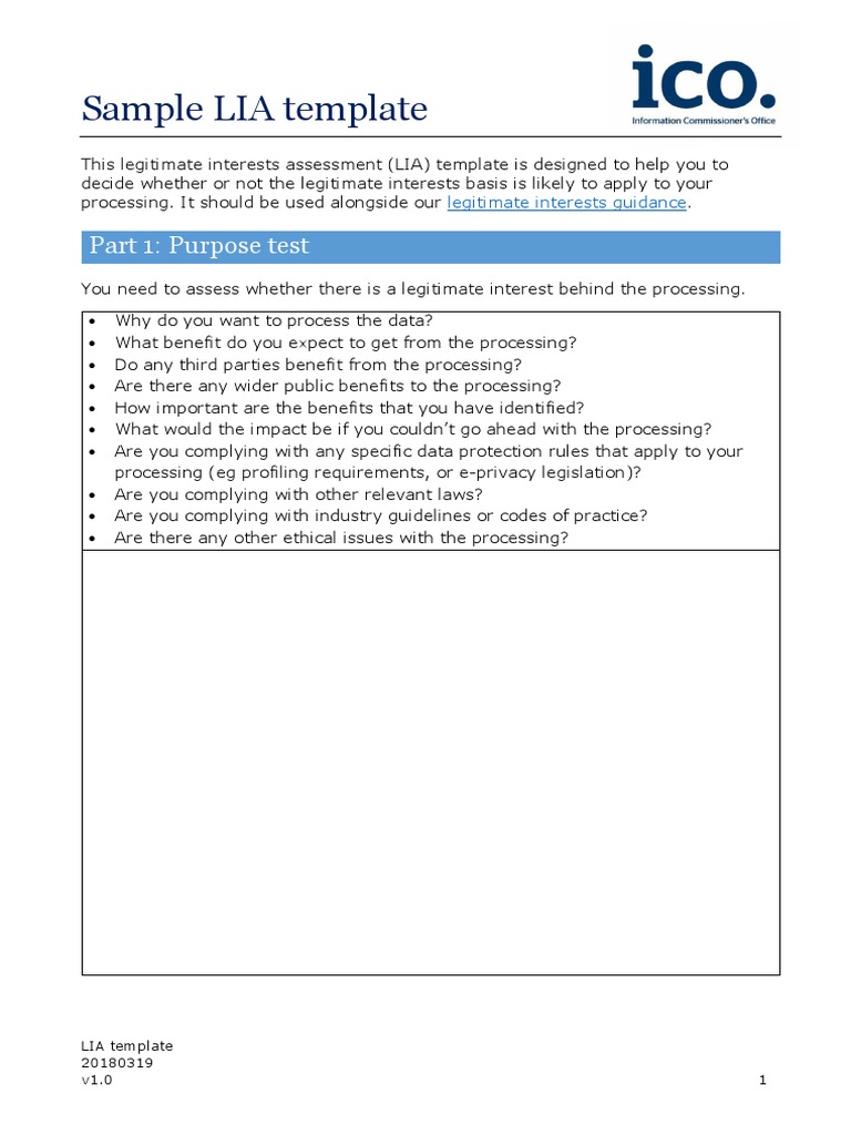 Legitimate Interests Assessment Template | PDF | Personally ...