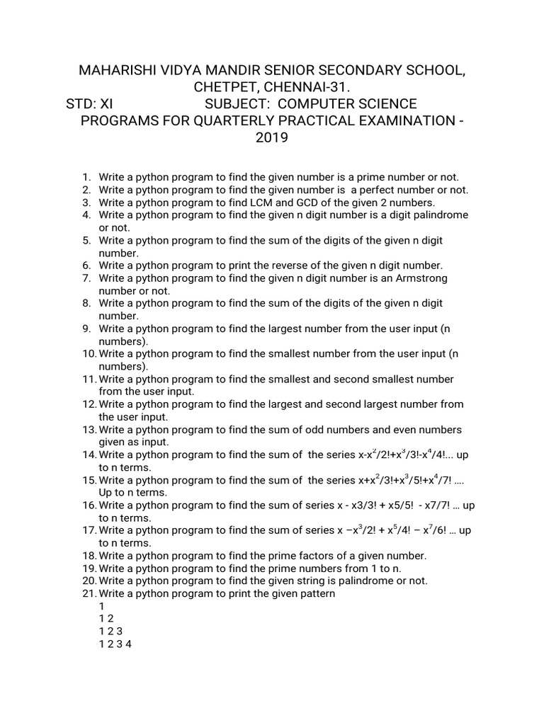 Computer Class 11 Programs | PDF