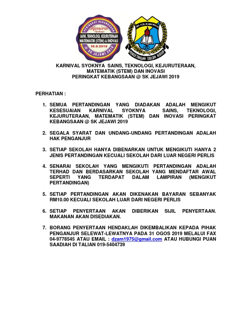 Syarat Dan Borang Pertandingan 3 8 2019 00 Pdf