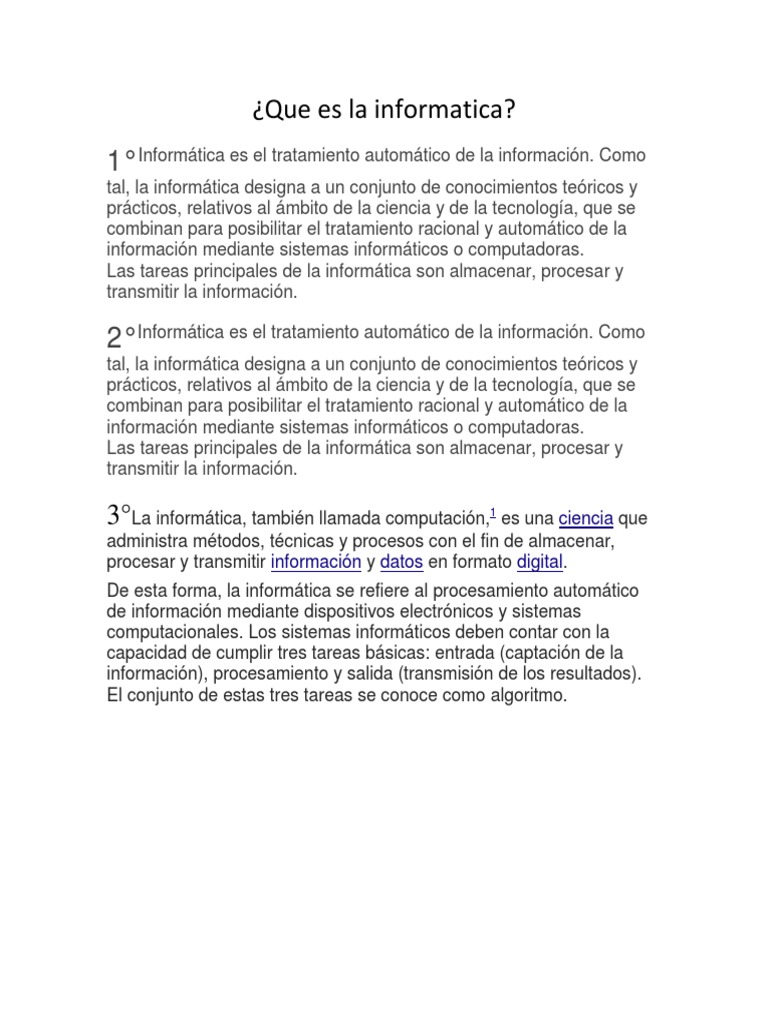 Definición y Concepto de Informática | PDF