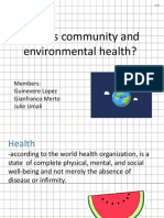 What Is Community and Environmental Health?: Members: Guinevere Lopez Gianfranco Merto Julie Umali