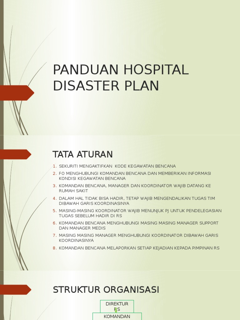 Panduan Hospital Disaster Plan | PDF